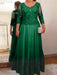 Green plus size mother of the bride lace and tulle gown with sleeves