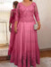 Hot Pink plus size mother of the bride lace and tulle gown with sleeves