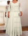 Ivory plus size mother of the bride lace and tulle gown with sleeves