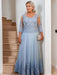 Plus size mother of the bride lace and tulle gown in light blue