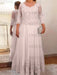 Light Pink plus size mother of the bride lace and tulle gown with sleeves
