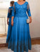 Light Royal Blue plus size mother of the bride lace and tulle gown with sleeves