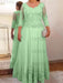 Mint Green plus size mother of the bride lace and tulle gown with sleeves