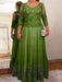 Olive Green plus size mother of the bride lace and tulle gown with sleeves