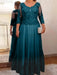 Teal plus size mother of the bride lace and tulle gown with sleeves
