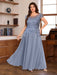 Princess A-Line Floor-Length Plus Size Mother of the Bride Dress with Scoop Neck and Short Sleeves Featuring Appliques