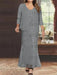 Plus Size V-Neck Ankle-Length Sheath/Column Mother of the Bride Dresses with Sequins & Jacket