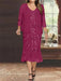 Orchid Plus Size V-Neck Chiffon Mother of the Bride Dress Set with Jacket and Sequins Knee-Length