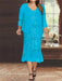 Ocean Blue Plus Size V-Neck Chiffon Mother of the Bride Dress Set with Jacket and Sequins Knee-Length