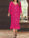 Fuchsia Plus Size V-Neck Chiffon Mother of the Bride Dress Set with Jacket and Sequins Knee-Length