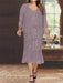 Plus Size V-Neck Chiffon Mother of the Bride Dress Set with Sequins Dusk