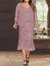 Wisteria Plus Size V-Neck Chiffon Mother of the Bride Dress Set with Jacket and Sequins Knee-Length
