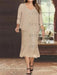Plus Size V-Neck Chiffon Mother of the Bride Dress Set with Jacket and Sequins Knee-Length