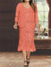 Watermelon Plus Size V-Neck Chiffon Mother of the Bride Dress Set with Jacket and Sequins Knee-Length