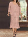 Mauve Plus Size V-Neck Chiffon Mother of the Bride Dress Set with Jacket and Sequins Knee-Length