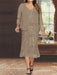Taupe Plus Size V-Neck Chiffon Mother of the Bride Dress Set with Jacket and Sequins Knee-Length
