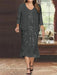 Plus Size V-Neck Chiffon Mother of the Bride Dress Set with Sequins Gray