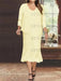 Daffodil Plus Size V-Neck Chiffon Mother of the Bride Dress Set with Jacket and Sequins Knee-Length