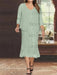 Sage Plus Size V-Neck Chiffon Mother of the Bride Dress Set with Jacket and Sequins Knee-Length