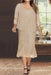 Plus Size V-Neck Chiffon Mother of the Bride Dress Set with Jacket and Sequins Knee-Length