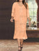 Coral Plus Size V-Neck Chiffon Mother of the Bride Dress Set with Jacket and Sequins Knee-Length