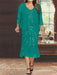 Pool Plus Size V-Neck Chiffon Mother of the Bride Dress Set with Jacket and Sequins Knee-Length