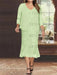 Celadon Plus Size V-Neck Chiffon Mother of the Bride Dress Set with Jacket and Sequins Knee-Length