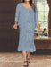 Plus Size V-Neck Chiffon Mother of the Bride Dress Set with Jacket and Sequins Knee-Length
