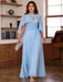 Plus Size V-Neck A-Line Princess Floor-Length Mother of the Bride Dress with Appliques Ruffles & Wrap in 2 Pics