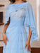 Plus Size V-Neck A-Line Princess Floor-Length Mother of the Bride Dress with Appliques Ruffles & Wrap in 2 Pics