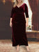 Plus Size V-Neck A-Line Mother of the Bride Dress with 3/4 Sleeves