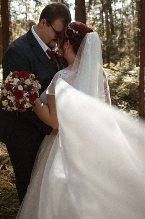 Plus Size Wedding Dresses Aline Cap Sleeves With Beadings