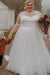 Plus Size Wedding Dresses Half Sleeves Tulle Lace Aline Dress for Bride
