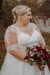 Plus Size Wedding Dresses Half Sleeves Tulle Lace Aline Dress for Bride