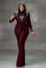 Plus Size Women Suits 3 Pieces Luxury Beadings Pearls Party Prom Wear Women Outfits - Burgundy - Wedding Dresses