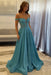 Pool Off-the-Shoulder A-line Evening Dress Lace Prom Dress Long