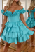 Pool Off-the-Shoulder Satin Corset Graduation Dress Short Cocktail Dress