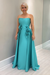 Pool Satin Mother of the Bride Dress Strapless with Flowers - Prom Dresses