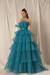 Pool Strapless Mermaid Evening Gown with Layers and Sleeveless Design