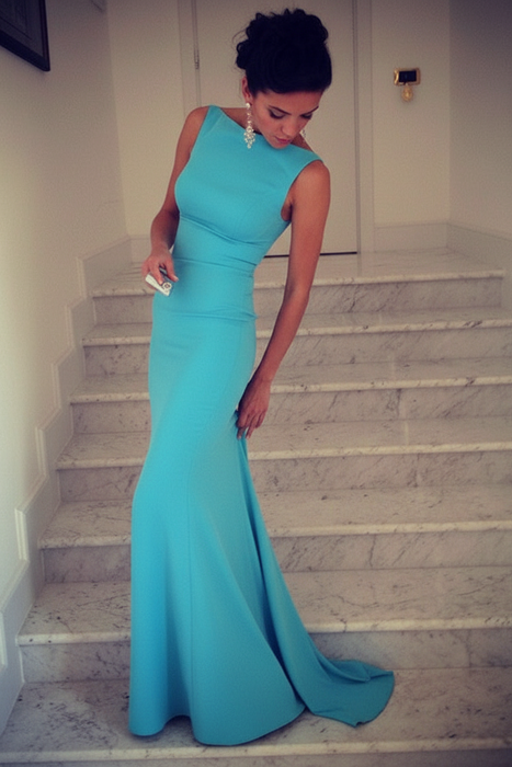 Pool Trumpet/Mermaid High Neck Sleeveless Spandex Floor-Length Dresses - Prom Dresses