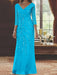 V-Neck 3/4 Sleeve Floor-Length Sequined Mother of the Bride Sheath Dress