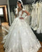 Princess Bateau Wedding Dress with Modest Backless Design and Floor-length Lace Ruffles