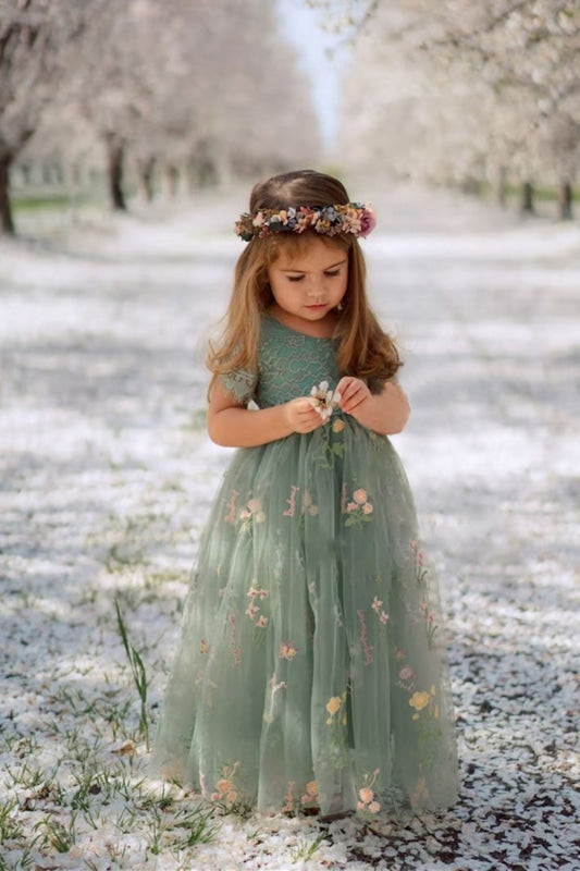 Princess Long Sleeves Flower Girl Dress with Bowknot – FancyVestido