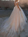 wedding dresses 2021 princess silhouette jewel neck sleeveless natural waist lace soft pink tulle bridal gowns