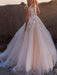 wedding dresses 2021 princess silhouette jewel neck sleeveless natural waist lace soft pink tulle bridal gowns