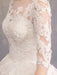 Princess Wedding Dresses Lace Illusion Neckline Half Sleeve Floor Length Bridal Gown