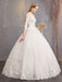 Princess Wedding Dresses Lace Illusion Neckline Half Sleeve Floor Length Bridal Gown