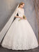 Princess Wedding Dresses Lace Illusion Neckline Half Sleeve Floor Length Bridal Gown