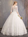 Princess Wedding Dresses Lace Illusion Neckline Half Sleeve Floor Length Bridal Gown