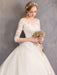 Princess Wedding Dresses Lace Illusion Neckline Half Sleeve Floor Length Bridal Gown